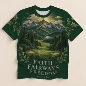 Mountain Golf Course Cross at Sunrise for Faith-Focused Fairway Days on the Green All-over Print Unisex T-shirt