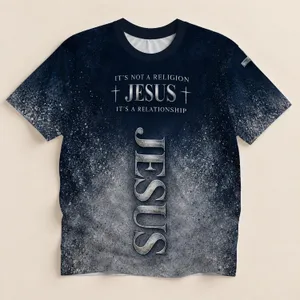 Navy And Silver Faith Message With Cross For Worship And Everyday Christian Inspiration All-over Print Unisex T-shirt