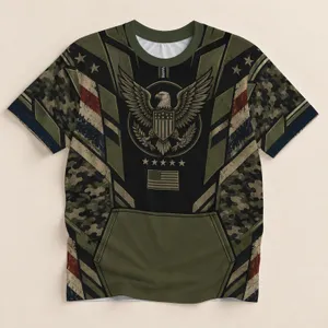 Bald Eagle and American Flag Camo for Outdoor Adventures and Patriotic Travel All-over Print Unisex T-shirt
