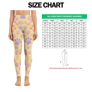 Pastel Paw Prints for Yoga, Pilates, Errands and Everyday Style for Women Pet Lovers Leggings
