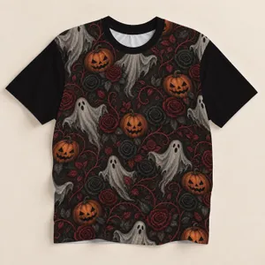 Gothic Ghosts, Pumpkins And Black Roses For Halloween Nights And Autumn Party Cosplay All-over Print Unisex T-shirt