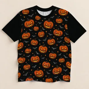 Glowing Jack-O'-Lanterns and Bats for Halloween Parties and Spooky Autumn Nights All-over Print Unisex T-shirt