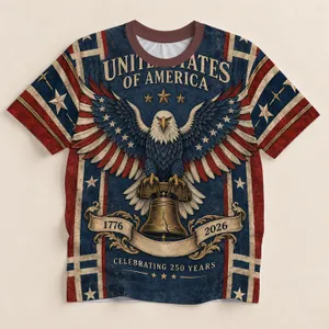 Bald Eagle 250th Anniversary Tribute for Independence Day and Patriotic Gatherings All-over Print Unisex T-shirt