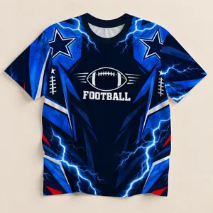 Electric Blue Football Lightning for Game Day Tailgating and Weekend Fanwear Style All-over Print Unisex T-shirt