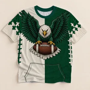 Spread-Wing Eagle Gripping Football for Game Day and Weekend Fan Style All-over Print Unisex T-shirt
