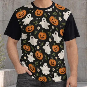 Halloween Pumpkins and Friendly Ghosts for Spooky Season Fall Celebrations and Parties All-over Print Unisex T-shirt