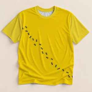 Black Ant Trail on Sunlit Yellow for Everyday Casual Style for Nature Lovers All-over Print Unisex T-shirt
