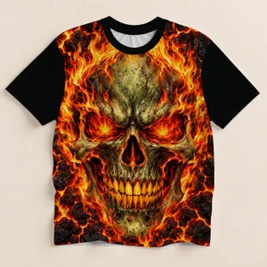 Flaming Skull and Molten Cracks for Halloween Nights and Bold Outdoor Style All-over Print Unisex T-shirt