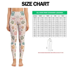 Colorful Pastel Paw Prints for Yoga, Pilates and Everyday Activewear Leggings