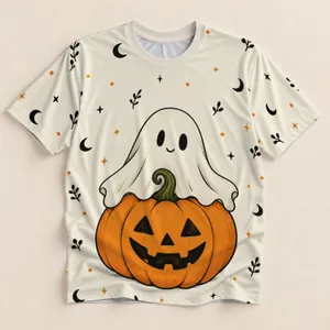 Cute Ghost Jack-O'-Lantern for Halloween Parties and Seasonal Fall Outings All-over Print Unisex T-shirt