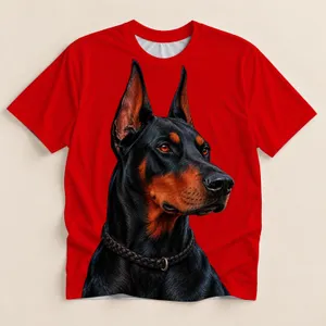 Red Doberman Dog Portrait for Everyday Summer Outings and Casual Canine Lovers All-over Print Unisex T-shirt