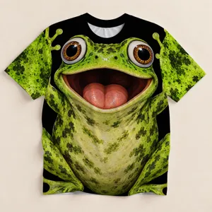Smiling Lime Green Frog Face For Playful Outings, Nature Lovers And Froggy Fun All-over Print Unisex T-shirt