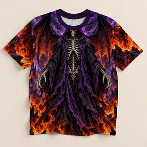 Gothic Reaper Skull with Purple Flames for Halloween Parties and Dark Fantasy Fans All-over Print Unisex T-shirt