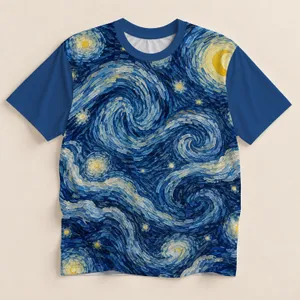 Swirling Midnight Sky with Golden Stars for Dreamy Evenings and Creative Night-Out Style All-over Print Unisex T-shirt