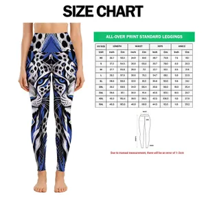 Cobalt Blue Geometric Wildcat Motifs for Bold Yoga, Pilates and Fitness Sessions Leggings