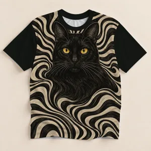 Black Cat With Golden Eyes For Psychedelic Style And Everyday Wear All-over Print Unisex T-shirt