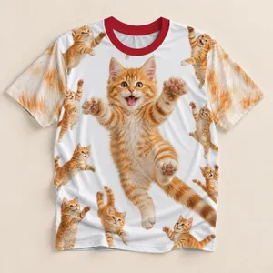 Leaping Orange Tabby Cats for Playful Everyday Style and Cat Lovers All-over Print Unisex T-shirt