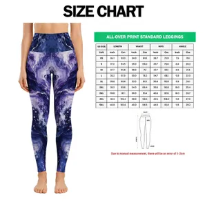 Indigo Violet Marble Swirls for Yoga Pilates and Gym Training Leggings
