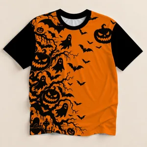 Halloween Bats and Jack-O'-Lanterns for Spooky October Parties and Fall Nights All-over Print Unisex T-shirt