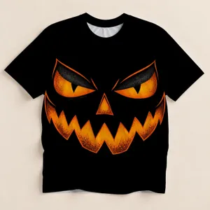Orange-Eyed Jack-o'-Lantern Face for Halloween Parties and Costume Season for Men All-over Print Unisex T-shirt