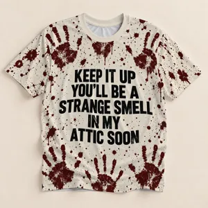 Halloween Handprint Splatter Saying for Spooky Season and Haunted Home Humor for Women All-over Print Unisex T-shirt
