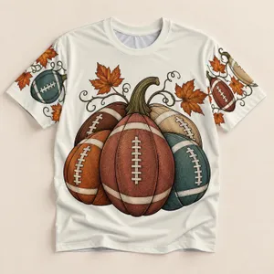 Football Pumpkin And Maple Leaf Art For Cozy Fall Tailgates And Autumn Weekends All-over Print Unisex T-shirt