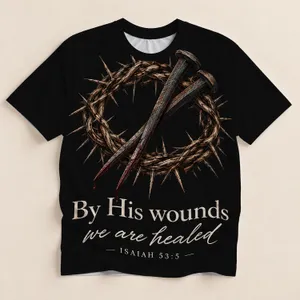 Crown of Thorns and Healing Scripture for Faithful Everyday Wear and Christian Devotion All-over Print Unisex T-shirt