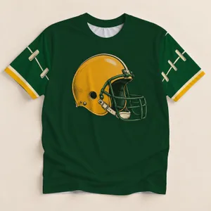 Vintage Green And Gold Football Helmet Fanwear For Game Day Tailgates And Sports Fans All-over Print Unisex T-shirt