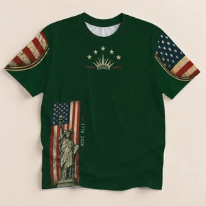 Statue Of Liberty And American Flag For Independence Day Patriotic Style All-over Print Unisex T-shirt