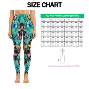Playful Wild Dog Faces In Turquoise For Bright Summer Days And Casual Outings Leggings