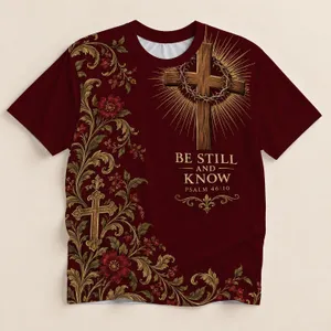 Wooden Cross and Thorn Crown Devotion for Quiet Reflection and Everyday Faith All-over Print Unisex T-shirt