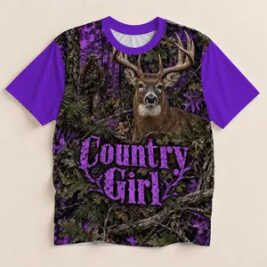Purple Deer Woodland Camouflage for Country Hunting Days and Outdoor Adventures All-over Print Unisex T-shirt