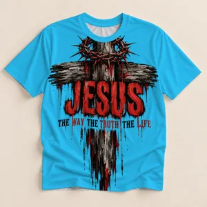 Wooden Cross and Crown of Thorns Faith for Church Gatherings and Daily Wear All-over Print Unisex T-shirt