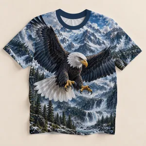 Bald Eagle Over Snowy Mountain Valley for Outdoor Adventure and Wilderness Lovers All-over Print Unisex T-shirt