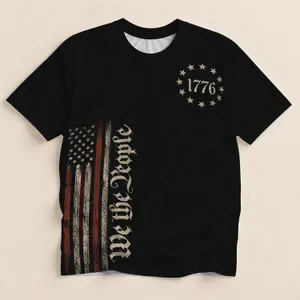 1776 Eagle and Weathered Flag for Independence Day and Weekend Wear All-over Print Unisex T-shirt