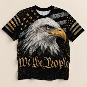 White-Headed Eagle And Gold Stars For Motorcycle Rides And Outdoor Camping All-over Print Unisex T-shirt