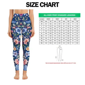 Blue Floral Bouquet Motif For Relaxed Weekend Outings And Everyday Spring Travel Style Leggings