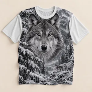 Arctic Wolf Snowfield Wilderness Scene for Winter Outdoor Adventures and Nature Lovers All-over Print Unisex T-shirt