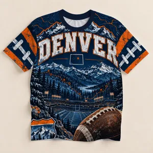 Denver Mountain Football Nightscape for Game Day and Colorado Outdoor Adventure Fans All-over Print Unisex T-shirt
