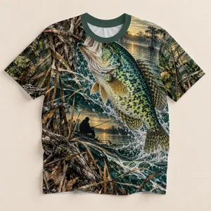 Crappie Fishing Marsh Camouflage for Summer Angling and Outdoor Lake Adventures All-over Print Unisex T-shirt
