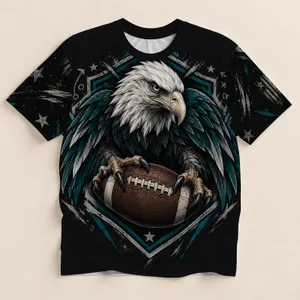 Eagle Gripping Football Crest for Game Day Fans and American Football Lovers All-over Print Unisex T-shirt