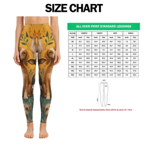 Whimsical Dog Faces in Golden Ochre for Cheerful Everyday Style for Women and Dog Lovers Leggings