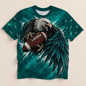 Teal Eagle Clutching Football for Game Day Energy and Stadium Saturday Tailgates All-over Print Unisex T-shirt