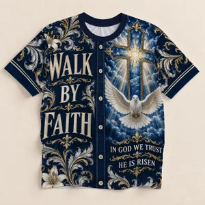 Navy Cross And Dove Faith Motif For Worship And Everyday Wear All-over Print Unisex T-shirt