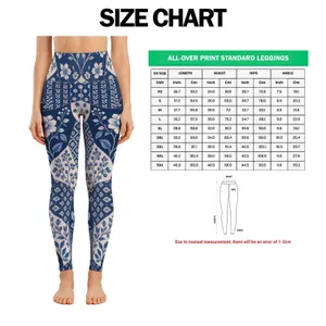 Navy Ivory Floral And Geometric Patchwork For Relaxed Weekend Style And Travel Wear Leggings