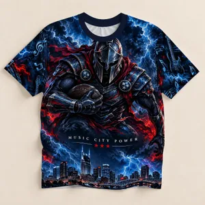 Armored Football Warrior and Stormy City Skyline for Game Day Hometown Fans All-over Print Unisex T-shirt