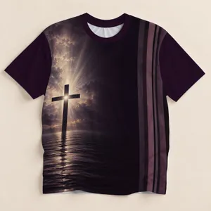 Radiant Cross Over Water for Faith Gatherings and Everyday Devotional Wear All-over Print Unisex T-shirt