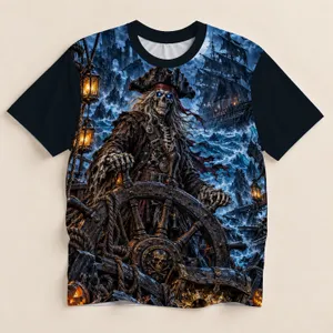 Skeleton Pirate Treasure at Haunted Helm for Halloween Parties and Spooky Nights All-over Print Unisex T-shirt