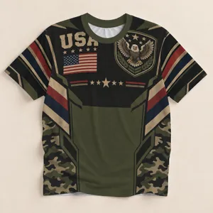 Eagle and Flag Camouflage for Patriotic Outdoor Travel and Everyday Wear All-over Print Unisex T-shirt