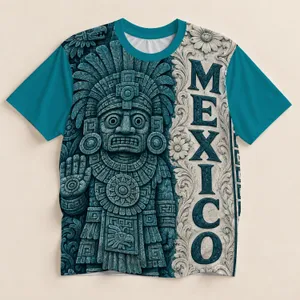 Carved Teal Mexico Stonework for Everyday Style and Cultural Heritage Fans All-over Print Unisex T-shirt